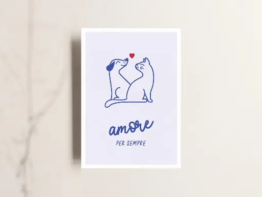 [TTKT045] Tante Tia - Postkarte - Amore per siempre (Hund + Katze)