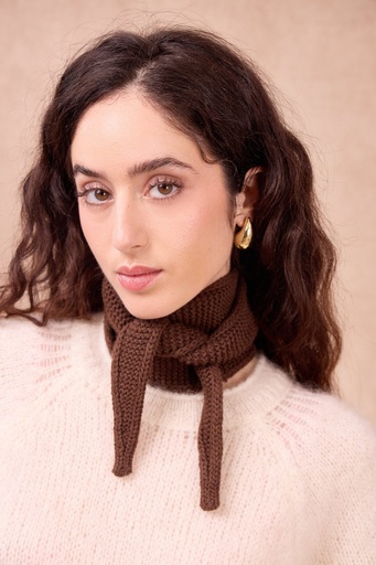 [LS001-DBR] Calie Paris - Dreieckstuch/kleiner Schal SOPHIE Scarf gestrickt - Dunkelbraun