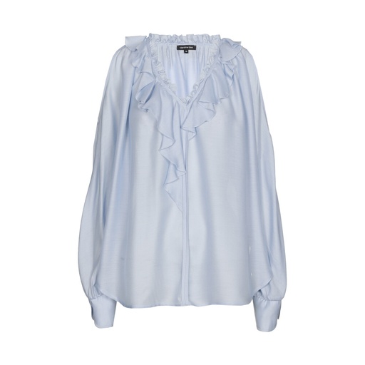Caroline Biss - Tunika SATIN BLOUSE WITH FLOUNCE, crystal blue