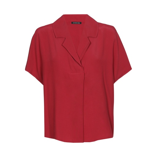 Caroline Biss - TOP WITH ELEGANT COLLAR, Dark Red
