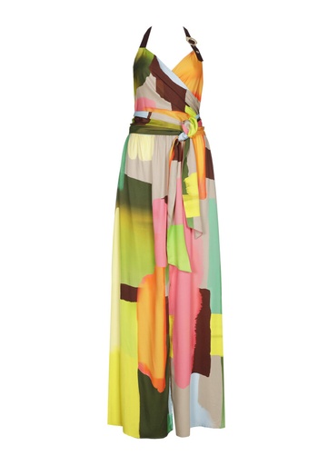 Caroline Biss - Kleid MAXI HALTER DRESS WITH ABSTRACT MULTI-COLOUR PRINT, Multi Color