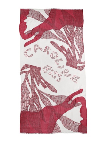 [1004-59] Caroline Biss - LIGHTWEIGHT SCARF WITH BOTANICAL PRINT - leichter Schal - red multicolor 