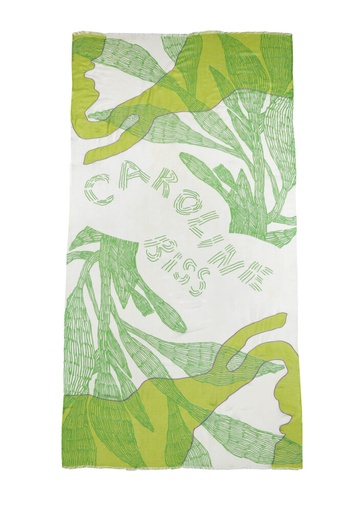 [1004-66] Caroline Biss - LIGHTWEIGHT SCARF WITH BOTANICAL PRINT - leichter Schal - lime multicolor