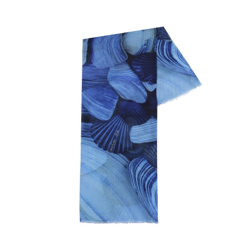 [1003-29N] Caroline Biss - WATERCOLOUR PRINT SCARF - leichter Schal - blue multicolor
