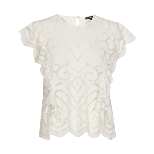 Caroline Biss - ELEGANT TOP WITH FLOUNCED SLEEVE - natural