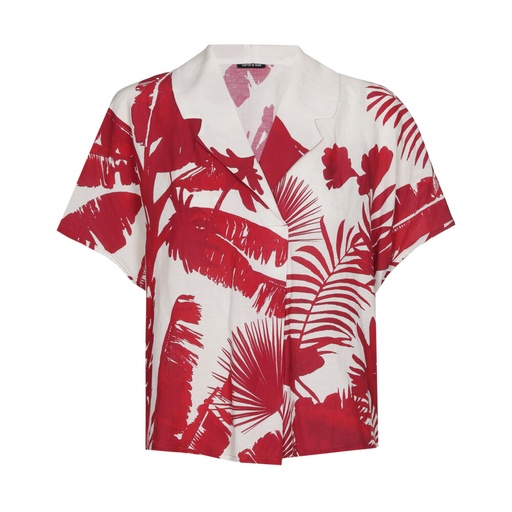 Caroline Biss - Tunika LINEN-BLEND BLOUSE WITH BOTANICAL PRINT red multicolor