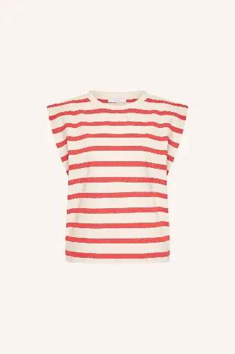 By Bar - Diede Stripe Top - 1323 Poppy Red Stripe