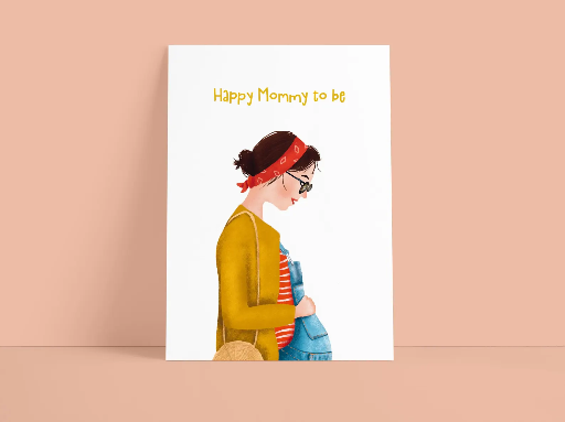 Süsswarenladenfrau - Postkarte - Happy mommy to be
