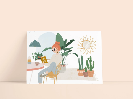 Süsswarenladenfrau - Postkarte - Grow wild