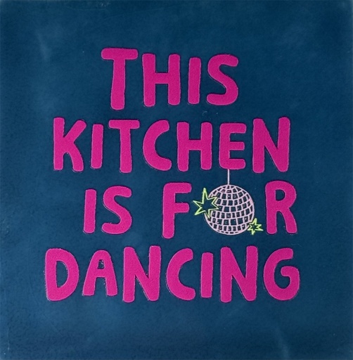 [20.10.26727] Yett tiles - Fliese/Untersetzer - This kitchen is for dancing - dunkelblau/knallrosa/warmrosa