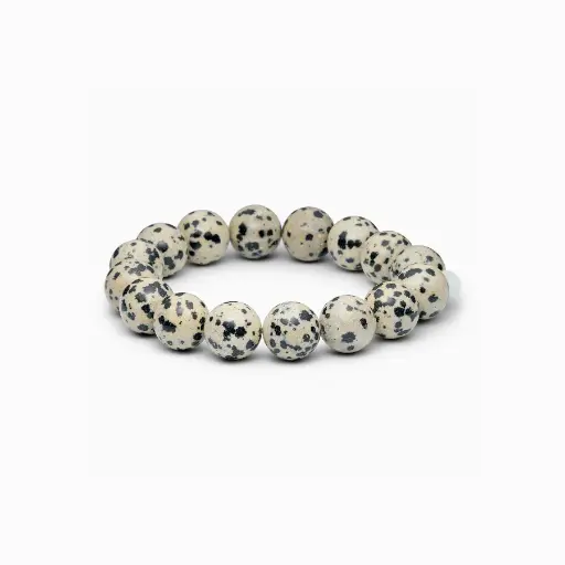 [CDJ-KA-12MM] Soï Copenhagen - Armband Chunky Dalmatian Jasper Stretch Bracelet - Joy