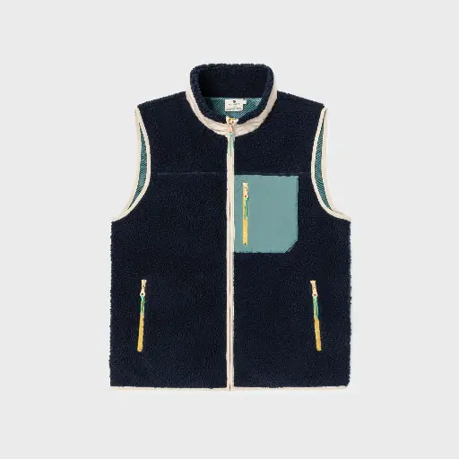 Billybelt - Sherpa Weste ärmellos - 2 material Navy Green