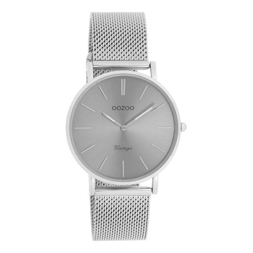 [C9938] Oozoo Timepieces - Armbanduhr - Vintage Unisex Edelstahl-Mesh-Armband - Silver/grey 36mm
