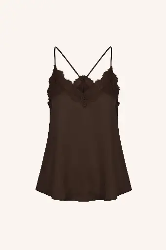 By Bar - Pia Satin Top - 1723 espresso