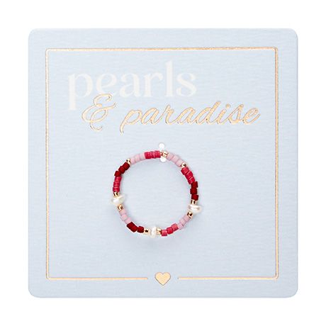 [608100] HCA - elastischer Ring - Pearls & Paradise - rosa-rot