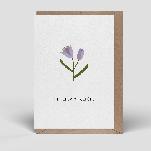 [DU0324] Naturbedacht - Grußkarte mit Umschlag - Trauerblume (In tiefem Mitgefühl)  