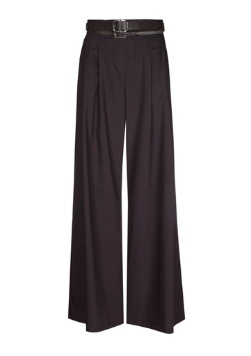 Caroline Biss - ELEGANT TROUSERS WITH DOUBLE BELT, MID WAIST eggplant