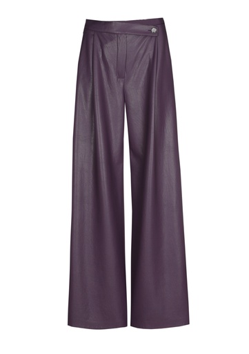 Caroline Biss - CITY CHIC TROUSERS IN VEGAN LEATHER, NORMAL WAIST plum