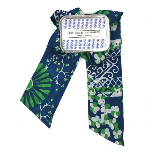 [3701692304861] Les Belles Vagabondes - Seidenschal Bandeau Masami marine