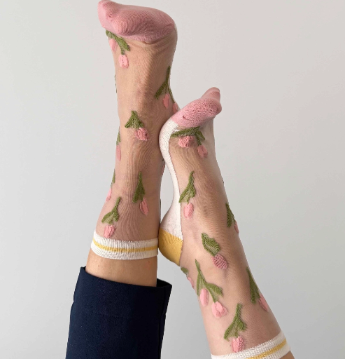 Sockette - Transparente Socken - Camelia - kleine Tulpen