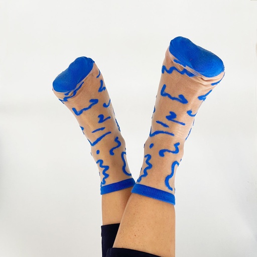 Sockette - Transparente Socken - Marie - blaues Muster