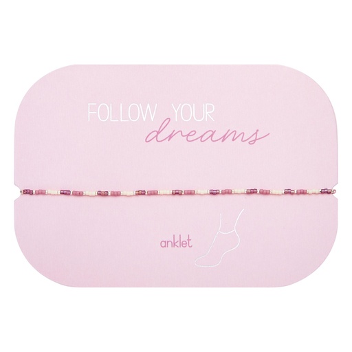 [607703] HCA - elastisches Fußkettchen - Follow your dreams - Miyuki-Perlen - berry (lila/rosa)