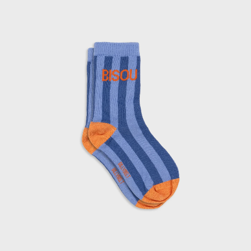 [FMO30] Billybelt - Baumwollsocken BISOU gestreift - hellblau blau orange