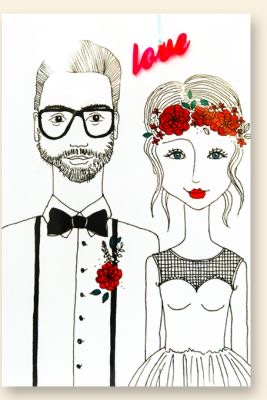 [A-2701] Buttique - Große Klappkarte DIN A5 - Big Formidabel - Wedding romantic (inkl. Acryl-Anhänger/Kette pink + Umschlag)