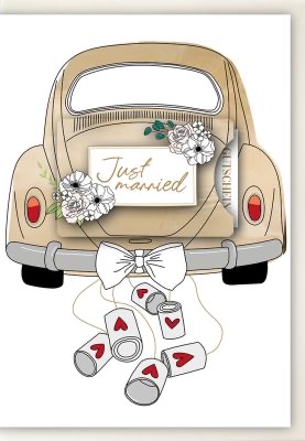 [V-032] Buttique - Große Klappkarte DIN A5 - Voucher - Just married (inkl. Umschlag)