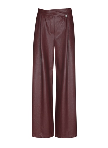 Caroline Biss - CITY CHIC TROUSERS IN VEGAN LEATHER, NORMAL WAIST wine red
