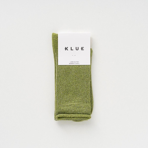 [KLWMNLSCKKOLI] Klue - Glitter Lurex socks | Olive green | eco-friendly lyocell