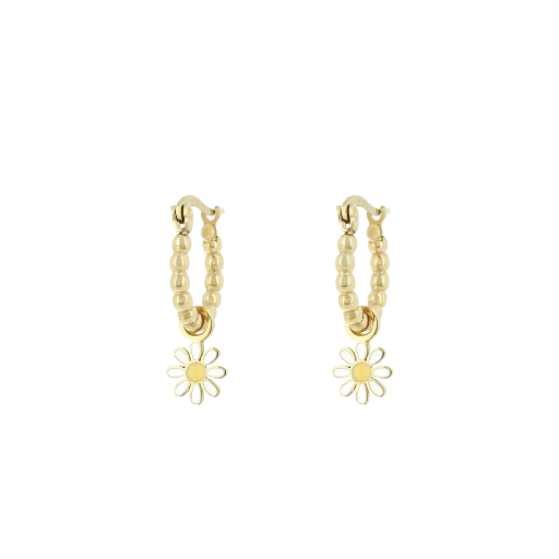 [SE-3016] Oozoo Jewellery - Ohrringe gold coloured hoop earrings with flower charm