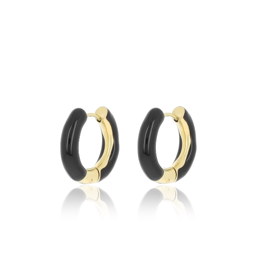 [SE-3053] Oozoo Jewellery - Ohrringe gold black coloured hoops