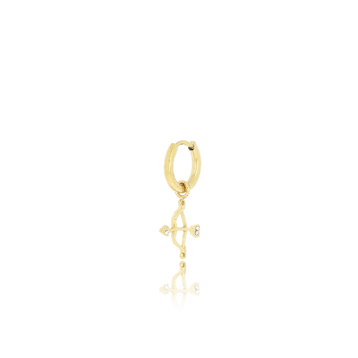 [SE-3088] Oozoo Jewellery - Ohrring gold coloured hoop earring with bow and arrow (einzeln)