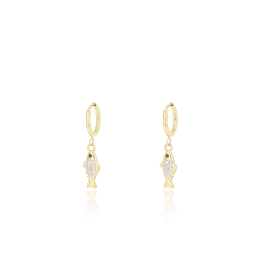 [SE-3116] Oozoo Jewellery - Ohrringe gold coloured hoop earrings with fish charm