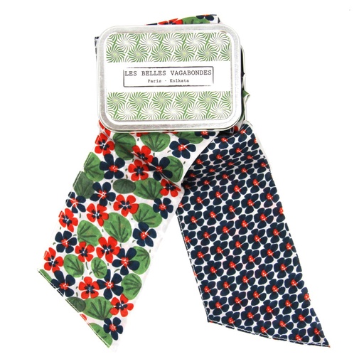 Les Belles Vagabondes - Seidenschal Bandeau Petale Marine