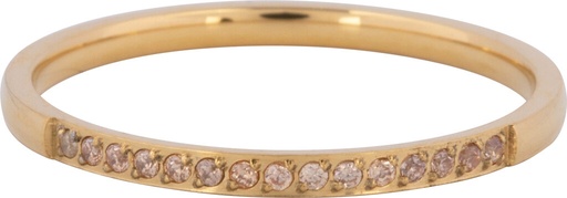 Charmins Ring - R1255 - Gold Small Alliance Ring Champagne Crystals