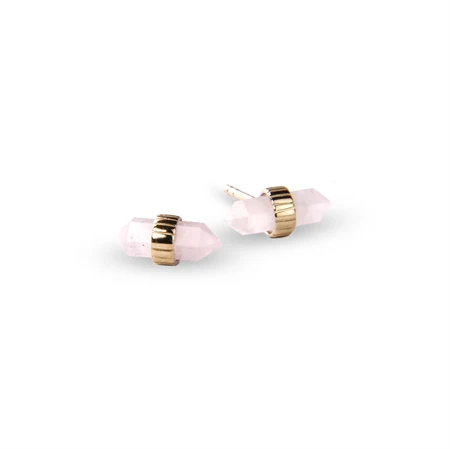 [5940-G] Jeberg Jewellery - Rituals Rose quartz earstuds gold