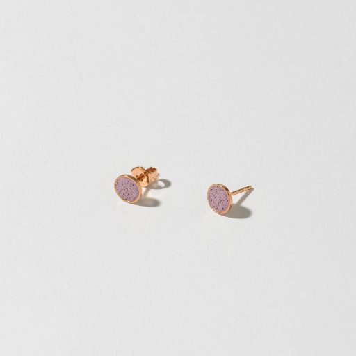 [4260664522416] Hartgut Buntbeton - 7mm Ohrstecker (Paar) Silberfassung vergoldet - Buntbeton - Rosegold glühende Beere Liebe