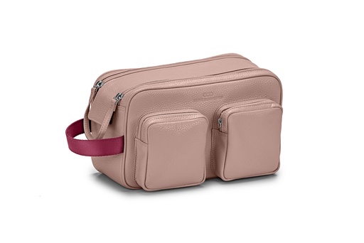 [13593] Doppel-Waschtasche | altrosa | beere | silber | genarbt