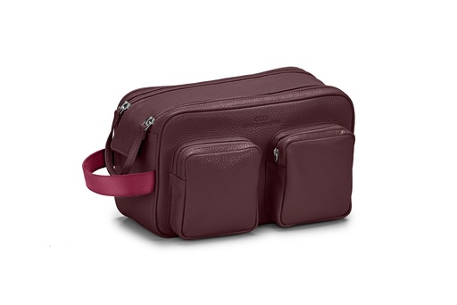 [13506] Doppel-Waschtasche | beere | beere | silber | genarbt