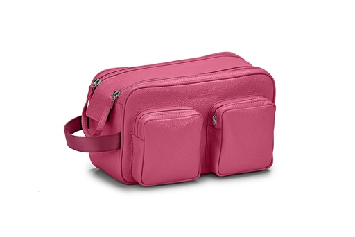 [13510] Doppel-Waschtasche | pink | beere | silber | genarbt