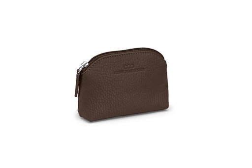 [6829] Mini-Geldbörse/Schlüsseltasche | dunkelbraun | silber | genarbt
