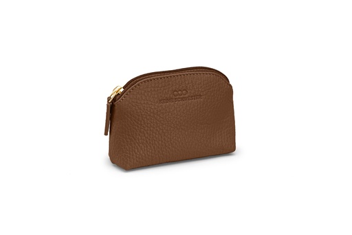 [6891] Mini-Geldbörse/Schlüsseltasche | nougat | gold | genarbt