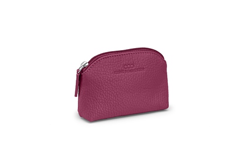 [6843] Mini-Geldbörse/Schlüsseltasche | pflaume | silber | genarbt