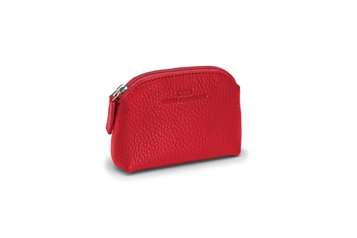 [6815] Mini-Geldbörse/Schlüsseltasche | rot | silber | genarbt