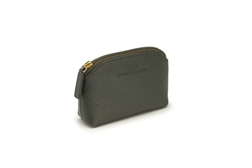 [6833] Mini-Geldbörse/Schlüsseltasche | waldgrün | gold | genarbt
