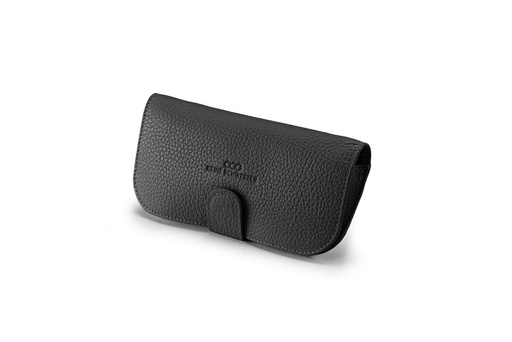 [14301] Premium Brillenetui | schwarz | silber | genarbt
