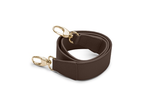 [10529] Schultergurt breit | 4/90cm | dunkelbraun | gold | genarbt