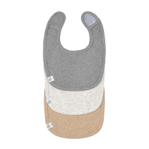 [1311024977] Lässig - Newborn Bib 3 pcs GOTS dark grey/light grey/nature melange